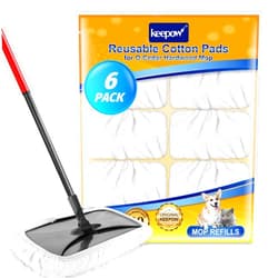 KEEPOW Reusable Mop Pads Compatible with O Cedar Hardwood Floor'N More Microfiber Mop, Mop Refill Heads Replacements for Wet and Dry Use, 15x8 Inch, 6 Pack