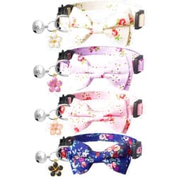 LLHK 4 Pack Cat Collars with Bow Tie and Bell,Personalized Breakaway Kitten Collar and Adjustable 7-12inch for Boy or Girl Cats,Cute for Kitty Kitten Adult Cats,Pet Supplies,Stuff,Accessories