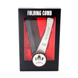 HAI Beauty Concepts JACK THE BARBER Folding Comb Stainless Steel Flick Comb for Hair, Black Carbon Comb with Stainless Steel Handle