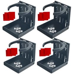 Socpuro 4 Pack Adjustable Arms Folding Drink Cup Holder Universal Wall Mounted Car Cup Bottle Holder with Screws & Tapes for Car Truck Boat Home Office, Black