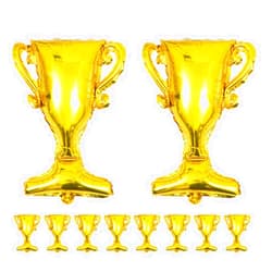 LUOZZY 10 Pcs Gold Trophy Champion Foil Balloons for Graduation Ceremony Birthday (Gold)