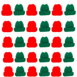 HANSGO 30PCS Mini Knitted Hats, Christmas Mini Knitting Doll Hats Mini Wool Hat for Christmas Ornaments Jewelry DIY Craft