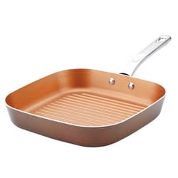 Ayesha Curry Home Collection Nonstick Square Grill Pan / Griddle Pan - 11.25 Inch, Brown Sugar