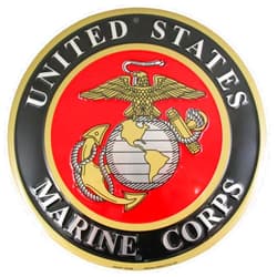 Tags America United States Marines Emblem Metal Sign - US Marine Corps USMC Logo, 12 Inch Round Wall Decor