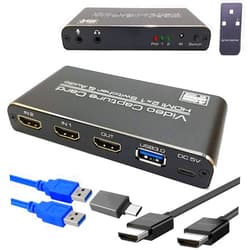 YOTOCAP 4K 60fps HDMI 2 in 1 Out to USB3.0 Game Video Capture Card with Microphone Input, Audio Output, Record up to 1080p Full HD, Broadcast Live Stream and Record Grabber Converter