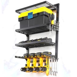COFIT 4-Tier Power Tool Organizer, Power Drill Tool Holder, Wall Mount Tool Storage Organizer, Adjustable Height Iron Tool Rack for Garage Organization and Workshop