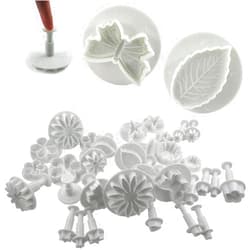 Daycount 33 Pcs Fondant Tools, Fondant Cake Mould, Ejector Stamp Modeling Cookie Plunger Cutter Sugarcraft Flower Leaf Butterfly Heart Shape Decorating Mold DIY Tools