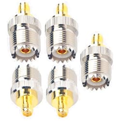 onelinkmore RF Coax Adapter SMA Female to SO239 Female UHF Jack SO-239 Antenna Cable Connector for UV-5R Series Radio Pack of 5