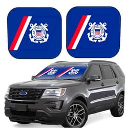 LSNTY United States Coast Guard 2 Piece Car Windshield Sun Shade for Front Window Blocks Foldable Automotive Interior Accessories Protection Most Sedans SUV Truck