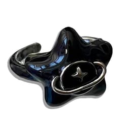 TAKANAP Star adjustable ring,Y2k Gothic Punk Fashion,Retro-inspired Celestial adjustable ring,Y2K Trendy star aesthetic accessory,Vintage-inspired jewelry Cool Ring for Man Woman Girl Boy(Black)