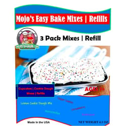 Mojo Stuff Galore Mojo's Children's Easy to Bake Oven Mixes | Play Toy Oven 3 Pack Refill | Cakes and Cookies Ultimate Baking Supplies | Super Pack Net Wt 7.4 oz