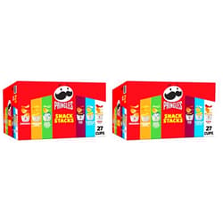 Pringles Potato Crisps Chips, Snack Stacks, Lunch Snacks, Office and Kids Snacks, Variety Pack (27 Cups) (Pack of 2)