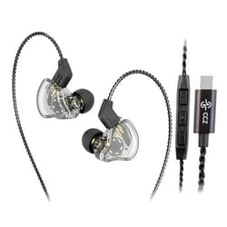 Kinboofi In Ear Monitor CCZ Melody Type-C IEM Earphone, Dynamic Hybrid Dual Driver HiFi Wired Headphones Musicians IEM Upgrade Deep Bass Suitable for Bass Vocals Pop Folk (Melody-Transparent, with MIC)…