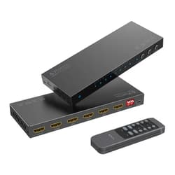 Portta 4K 60Hz HDMI Matrix 4x2, PORTTA 4 in 2 Out Switch Splitter with Toslink 3.5mm Audio Extractor, ARC, 16 EDID Modes, 4K Downscale, and IR Remote Support HDMI 2.0b HDCP 2.3/2.2 HDR 3D