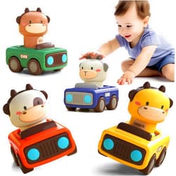 iPlay, iLearn Press and Go Car Toys for Toddlers 1-3, Baby Animal Racing Cars, Infant Play Vehicle Set, Baby Push Go Friction Car Toys for 6-9-12-18 Months, 1st Birthday Gifts for 1-2 Years Old Boys