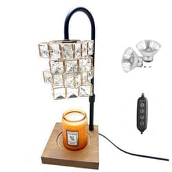 Zazas Jia Candle Warmer Lamp with Timer, Candle Lamp Warmer Adjustable Height, Electric Handmade Crystal Candle Warmer with 2 Bulbs for Home Decor Dimmable Wax Melt Warmer