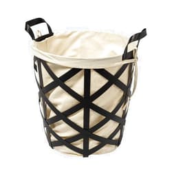 212 Main 17.32 x 14.56 x 18.11 in. Black Woven Metal Basket with Cream Fabric Liner