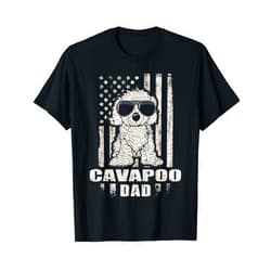 Cavapoo Dog Cavapoo Dad Cool Vintage Retro Proud American T-Shirt