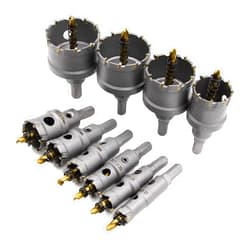 REETAI-FOUR 10Pcs TCT Hole Saw Kit,Tungsten Carbide Tipped Hole Saw Set, Hole Cutter Heavy Duty for Stainless Steel.(5/8