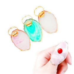 LOPURO Resin DIY Nail Art Palette, Painting Drawing Color Plate with Adjustable Finger Rings,3pcs Marble Nail Art Palette Ring Gel Polish Mixing Tray Gold Edge Manicure Tool Accessory