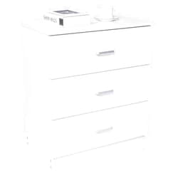Cffuvros 3 Drawer Bedside Table, Wood Drawer Chest Dresser Cabinet with Storage, Clothing Organizer with Cut-Out Handle, Storage Cabinet, Nightstand for Living Room, Bedroom, Hallway, Entryway