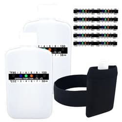 KEVTVEK 14 Pcs Urine Test Complete Kit Includes 2 Translucent Portable Travel Empty Bottles, 10 Adhesive Temperature Test Strips, Neoprene Bag and Hi-Stretch Hidden Leg Straps