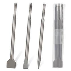 TEWORDA SDS-Plus Chisel Set for Rotary Hammer Drills, 3PC Masonry Concrete Drill Bit Set, Point Flat Scaling Chisels, Storage Case, 40CR Steel SDS Plus Bits for Masonry, Concrete, Brick, Stone,Tile Removal