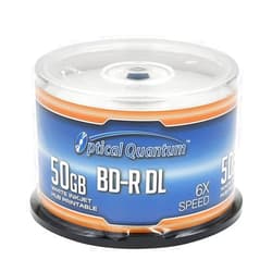 Optical Quantum 6X 50GB BD-R DL White Inkjet Printable Blu-ray Double Layer Recordable Media, 50-Disc Spindle