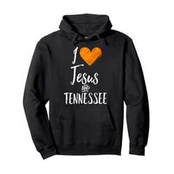 Tennessee State Flag Home Shirt Co. I Love Jesus And Tennessee Shirt Orange Heart Cute Fan Gift Pullover Hoodie
