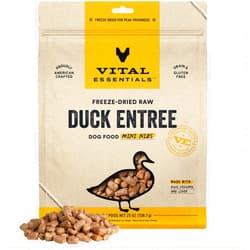 Vital Essentials Freeze Dried Raw Dog Food, Duck Mini Nibs Entree, 25 oz