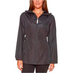 Jones New York Women's Rain Jacket Parka In A Pocket Windbreaker (Black, Small)