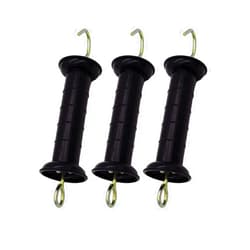 JBTOZIUY 3 Pcs Plastic Electric Fence Gate Handle Insulators, Gate Handle with Spring (Black)