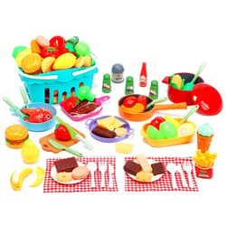 CUTE STONE Cooking Toys for Kids Kitchen Playset, Kids Pots and Pans Set with Play Food and Storage Basket, Play Kitchen Accessories Toys, Toddler Cooking Set, Learning Kitchen Toy Gift for Girls Boys