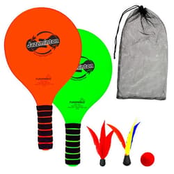 Jazzminton Paddle Ball Game Beach for Family and Friends, Memorial Memorial Day Day Games – 2 Paddles, 2 Birdies, 1 Ball and Carry Bag – Wind Birdie Included for Windy Days