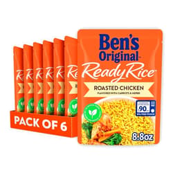 BEN'S ORIGINAL Ready Rice Roasted Chicken Flavored Rice, Easy Dinner Side, 8.8 OZ Pouch (Pack of 6)