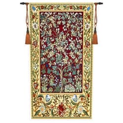 Aubelin Tapestry Long Ruby William Morris Tree of Life Fine Art Tapestry Wall Hanging Size 63