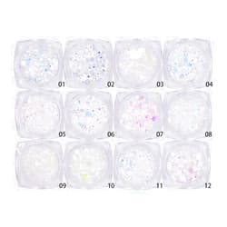 Minejin Nail Glitter Holographic Chunky Flakies Ultra-Thin Iridescent Charming Sequins Powder Tips 12 Jar