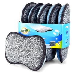 SCRUBIT Multi-Purpose Sponges Kitchen by Scrub-it - Non-Scratch Microfiber sponges for Cleaning, Along with Heavy Duty Scrubbing Power - Reusable Dish Sponge for Dishes, Pots and Pans (6 Pack, Small)