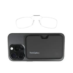 Always With You ThinOptics Readers with Pod Case - Armless On-Nose Reading Glasses - Slim Case Attaches to Phone - MagSafe Compatible