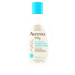 Aveeno Baby Healthy Start Nourishing Newborn Wash, Hypoallergenic Baby Body Wash with Prebiotic Oat Gently Cleanses Delicate Newborn Skin, Fragrance-Free, Tear-Free, Paraben-Free, 8 fl. oz