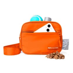 Pup Culture Cross Body Dog Training Treat Pouch | Removable Treat Pouch for Anytime Puppy Training | Built in Poop Bag Dispenser & Used Dog Poop Bag Holder | Stylish Dog Treat Pouch - Orange