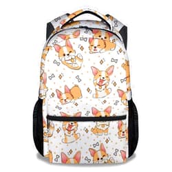 COOPASIA Cute Corgi Backpack, 16 Inch Dog Theme Bookbag with Adjustable Straps, Durable, Lightweight, Large Capacity, School Backpack for Kids Girls Boys