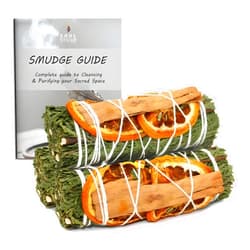 Soul Sticks 3 Pack Cedar Orange Cinnamon Sage Smudge Sticks for Money Cleansing House, Abundance, Money, Negative Energy Cleanse, and Smudging with Starter Guide | 4 Inch Bundles