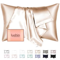 LYSHIN Mulberry Silk Pillow Cases King Size with Hidden Zipper, Ultra Smooth and Soft Breathable Cooling Silk Satin Pillowcase for Hair and Skin, Gifts for Women Men (Champagne, 20x36 Inches, 1 Pack)