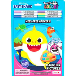Bendon Baby Shark 20-Page Imagine Ink Imagine Color Pad with 6 Mess Free Markers 47226