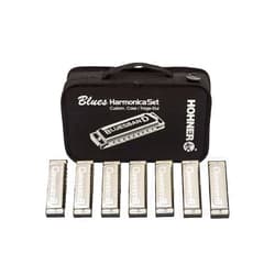 Hohner Accordions 1501/7 Bluesband Harmonica 7-Piece Set with Carrying Case, Chrome