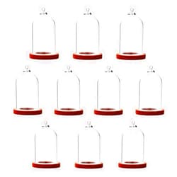 ZenRa 10-Piece Glass Dome Pendant Set with Wooden Base and Hollow Glass Cabochons (Red Coffee, 38x25mm)