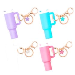 D95BROS 4pcs Mini Tumbler Keychain for Stanley Cup Chapstick Lip Balm, Pill Holder Key Chain Charms for Women Purse Handbag