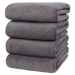 HOMEXCEL Bath Towel Set Pack of 4, (27 x 54 Inches) Microfiber Ultra Soft Highly Absorbent Bath Towel, Lightweight and Quick Drying Towels for Body, Sport, Yoga, SPA, Fitness, Grey