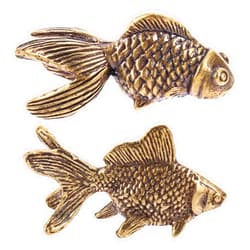 BESPORTBLE Brass Fish Figurine, 2Pcs Brass Fish Statue Vintage Brass Animal Sculpture Brass Tea Pet Mini Fish Ornament Fung Shui Collectibles Statue for Home Office Desktop